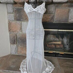 Frederick's of Hollywood White Mesh Slip